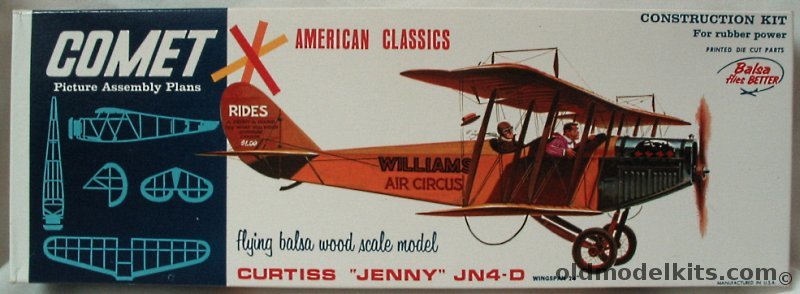 Comet Curtiss Jenny JN-4D - 24 Inch Wingspan Flying Balsa Model Airplane, 3304 plastic model kit